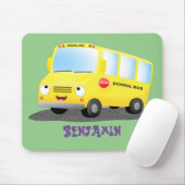 Cute happy yellow school bus cartoon muismat (Met muis)