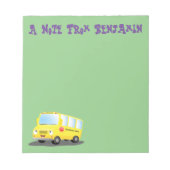 Cute happy yellow school bus cartoon notitieblok (Voorkant)