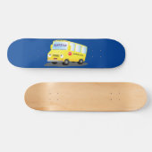 Cute happy yellow school bus cartoon persoonlijk skateboard (Horizontaal)