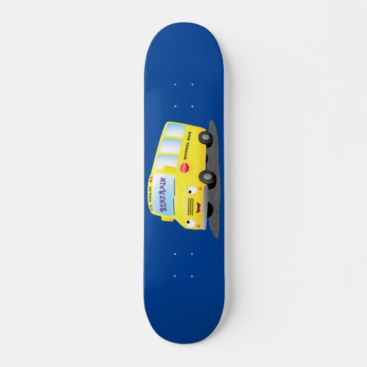 Cute happy yellow school bus cartoon persoonlijk skateboard (Voorkant)
