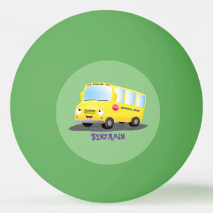 Cute happy yellow school bus cartoon pingpongbal