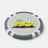 Cute happy yellow school bus cartoon poker chips (Enkel)
