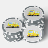 Cute happy yellow school bus cartoon poker chips (Opstapeling)