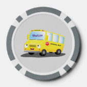 Cute happy yellow school bus cartoon poker chips (Achterkant)