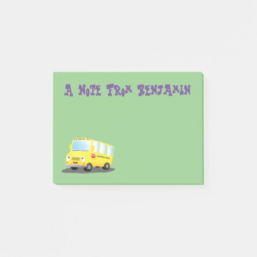 Cute happy yellow school bus cartoon post-it® notes (Voorkant)