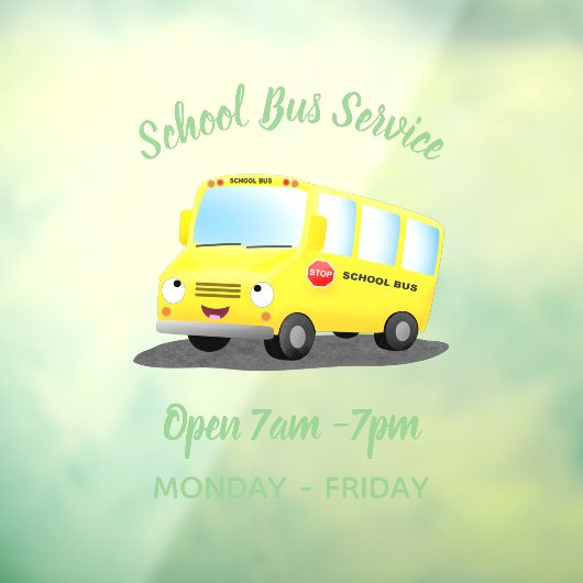 Cute happy yellow school bus cartoon raamsticker (Vel 3)