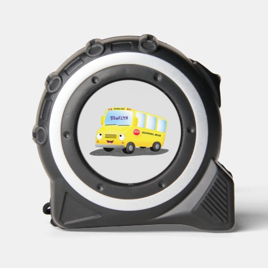 Cute happy yellow school bus cartoon rolmaat (Voorkant)