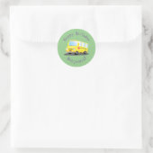 Cute happy yellow school bus cartoon ronde sticker (Tas)