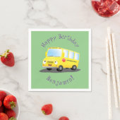 Cute happy yellow school bus cartoon servet (Insitu)