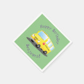 Cute happy yellow school bus cartoon servet (Hoek)