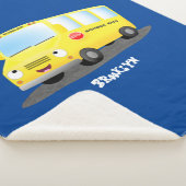Cute happy yellow school bus cartoon sherpa deken (3/4)
