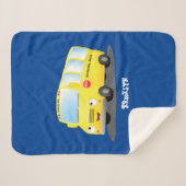 Cute happy yellow school bus cartoon sherpa deken (Voorkant (horizontaal))