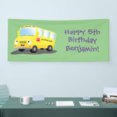 Cute happy yellow school bus cartoon spandoek (Beurs)
