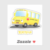 Cute happy yellow school bus cartoon sticker (Vel)