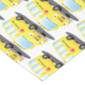 Cute happy yellow school bus cartoon tafelkleed (Gekanteld)