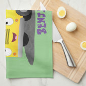 Cute happy yellow school bus cartoon theedoek (Quarter Fold)