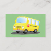 Cute happy yellow school bus cartoon visitekaartje (Achterkant)