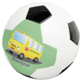 Cute happy yellow school bus cartoon voetbal (Drie kwart)
