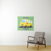 Cute happy yellow school bus cartoon wandkleed (In Situ (horizontaal))