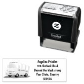 Cute happy yellow school bus cartoon  zelfinktende stempel (In situ)