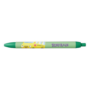 Cute happy yellow school bus cartoon zwarte inkt pen