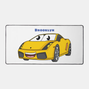 Cute happy yellow sport car cartoon bureaumat