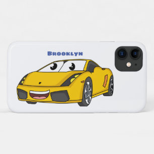 Cute happy yellow sport car cartoon Case-Mate iPhone case