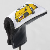 Cute happy yellow sport car cartoon golfheadcover (3/4 voorkant)