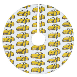 Cute happy yellow sport car cartoon kerstboom rok