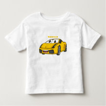 Cute happy yellow sport car cartoon