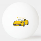 Cute happy yellow sport car cartoon pingpongbal (Achterkant)