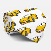 Cute happy yellow sport car cartoon stropdas (Opgerold)