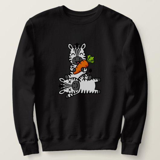 Cute Happy Zebra with Carrot Cartoon Fun Animal Trui (Design voorkant)