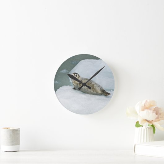 Cute Harbour-zegel op sneeuw Ronde Klok (Huis)