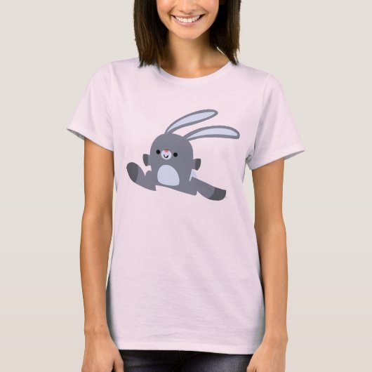 Cute Hardloop Cartoon Konijn Dames T-Shirt (Voorkant)