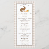 Cute Hare And Carrots Beige Gingham Easter Brunch Menu (Voorkant)