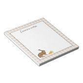 Cute Hare With Carrots On Beige Gingham Easter Notitieblok (Schuin)
