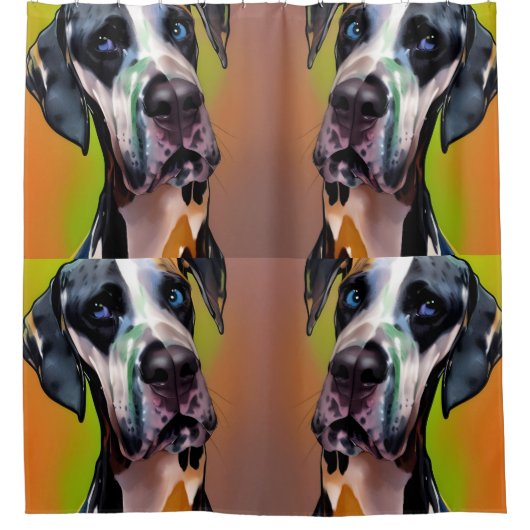Cute Harlequin Great Dane Douchegordijn (Voorkant)