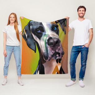 Cute Harlequin Great Dane Fleece Deken
