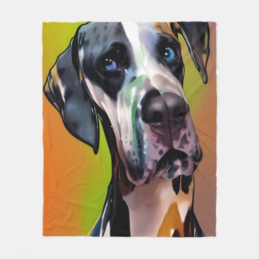 Cute Harlequin Great Dane Fleece Deken (Voorkant)