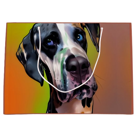 Cute Harlequin Great Dane Groot Cadeauzakje (Voorkant)