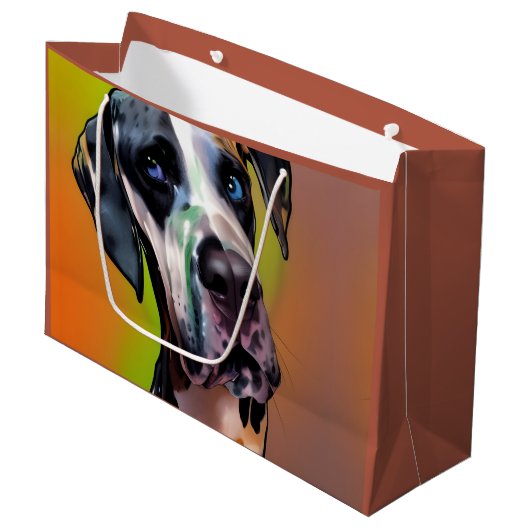 Cute Harlequin Great Dane Groot Cadeauzakje (Voorkant Gekanteld)