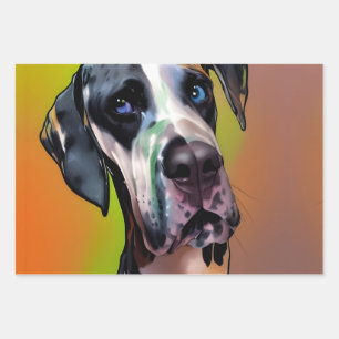 Cute Harlequin Great Dane Inpakpapier Vel