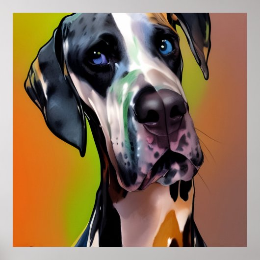 Cute Harlequin Great Dane Poster (Voorkant)