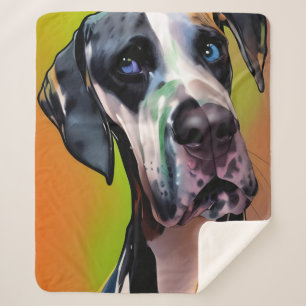 Cute Harlequin Great Dane Sherpa Deken