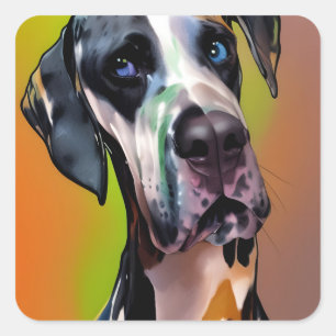 Cute Harlequin Great Dane Vierkante Sticker