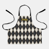 Cute Harlequin Pattern Playful Persoonlijke Naam Schort (Voorkant)