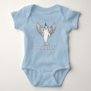 Cute Harp Seal Pup Unicorn Polar Animal Romper