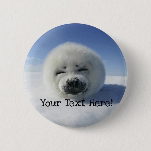 Cute Harp Seal Ronde Button 5,7 Cm (Voorkant)