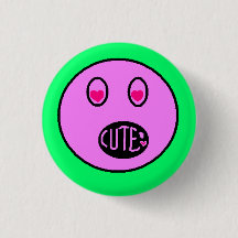 CUTE Hart Ogen Emoji Pastel Pixel Art Knop